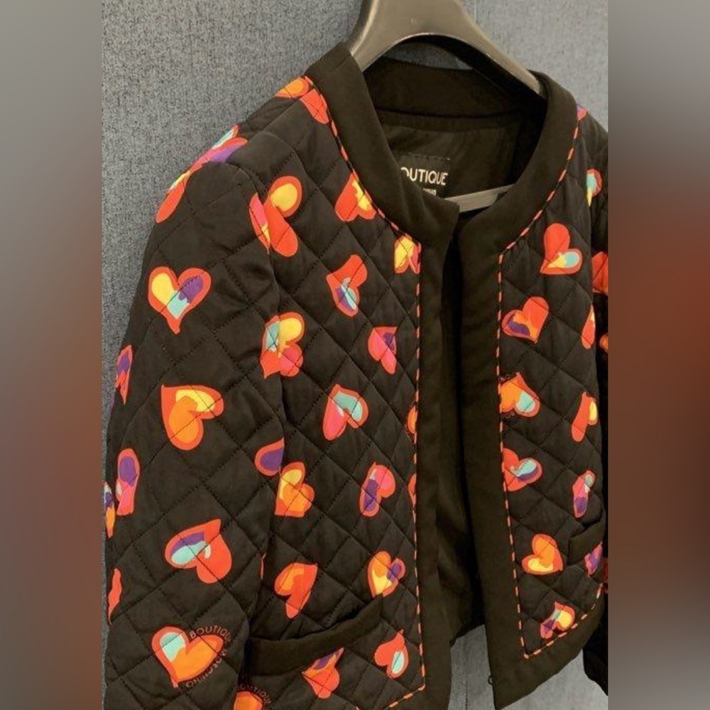 Boutique Moschino Multi-Colored Hearts Quilted Jacket Size 14 - Picture 7 of 11